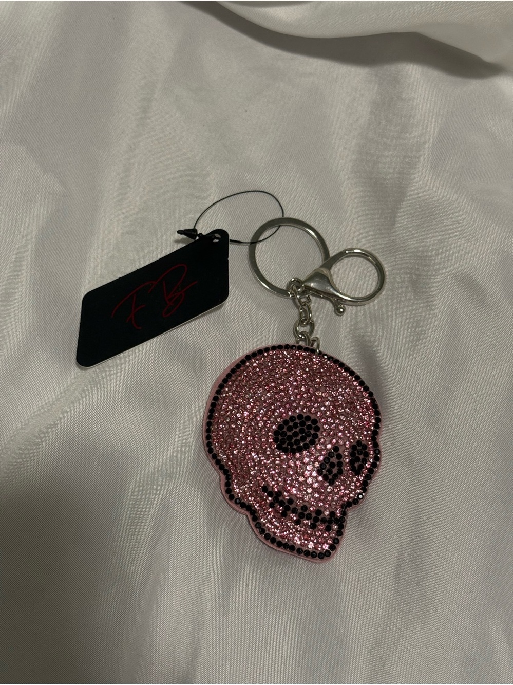 Pink Crystal Skull Keychain